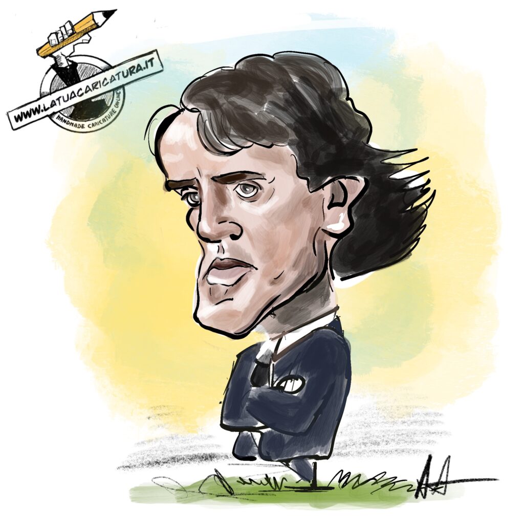 Caricatura Roberto Mancini allenatore