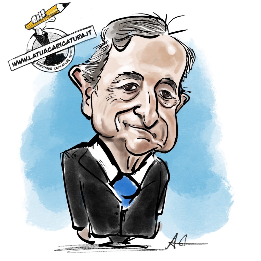 Caricatura di Mario Draghi - www.latuacaricatura.it