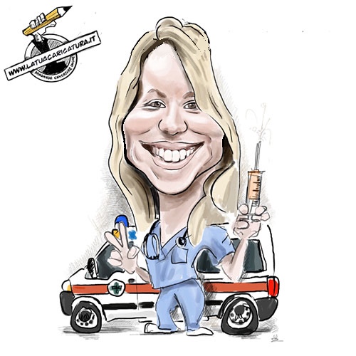 Caricatura personalizzata di un'infermiera - www.latuacaricatura.it