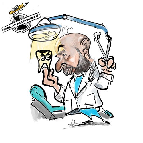 Caricatura personalizzata di un dentista - www.latuacaricatura.it
