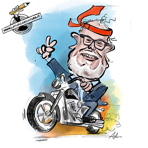 Caricatura motociclista - www.latuacaricatura.it