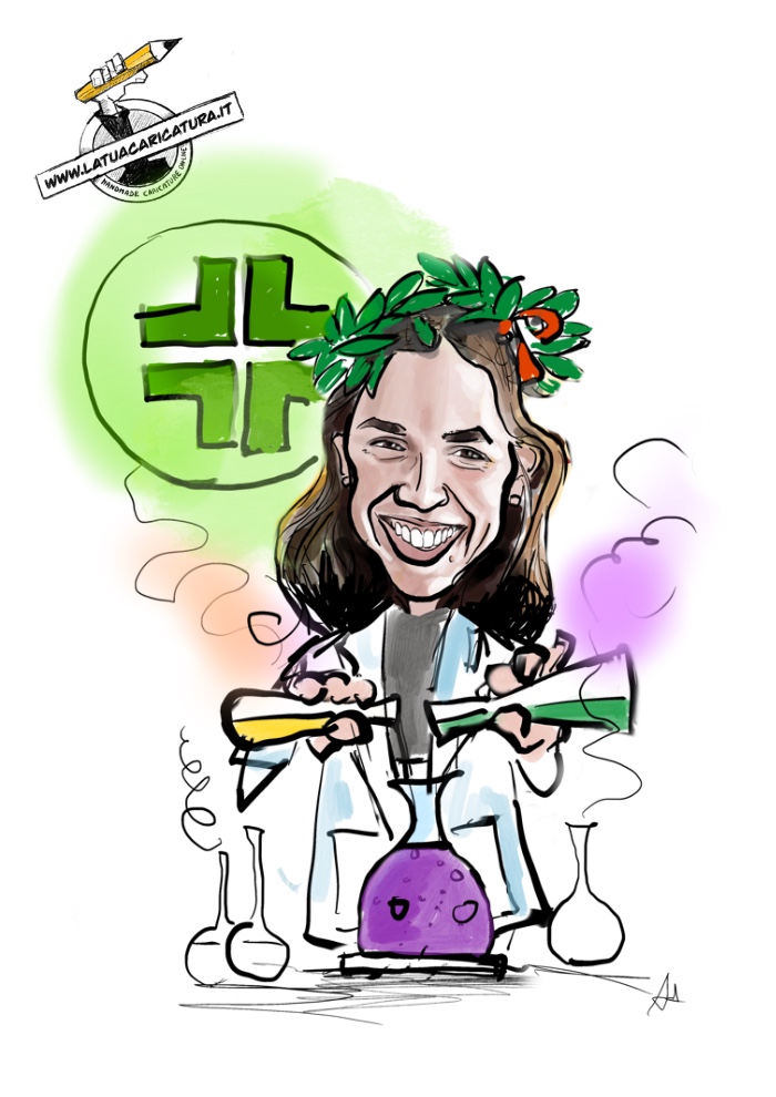 Caricatura di laurea in farmacia - personalizzata su www.latuacaricatura.it