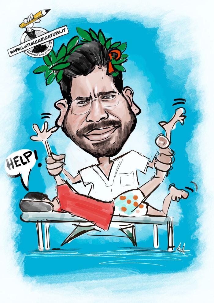 Caricatura  di laurea in fisioterapia -www.latuacaricatura.it