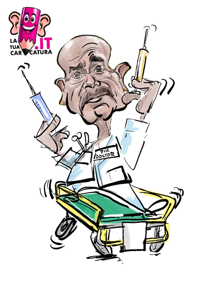 Caricatura di un dottore disegnata a mano - www.latuacaricatura.it