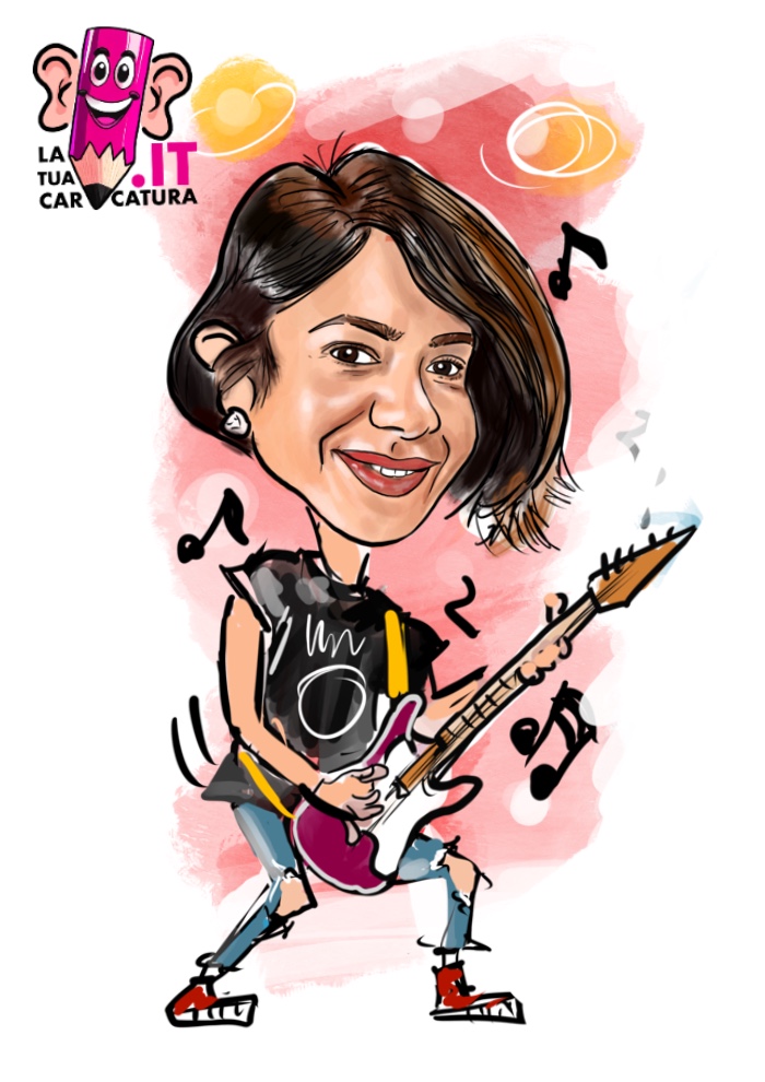Caricatura musicista disegnata a mano - www.latuacaricatura.it