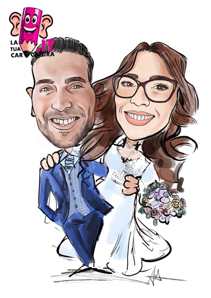 Caricature sposi online disegnate a amno - www.latuacaricatura.it
