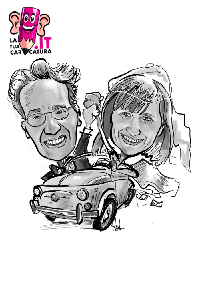 Caricature matrimonio disegnate a mano - www.latuacaricatura.it
