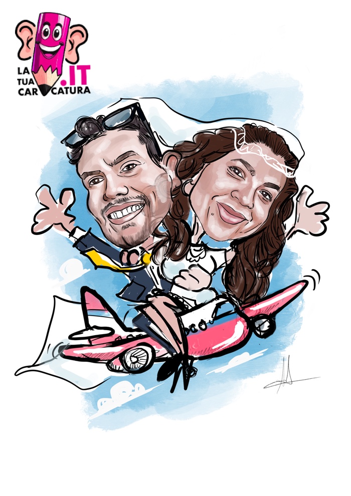 Caricature sposi online disegnate a mano - www.latuacaricatura.it