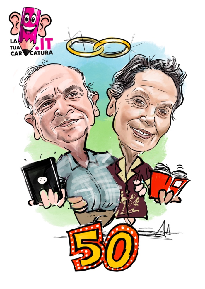 Caricature online per anniversari disegnate a mano - www.latuacaricatura.it