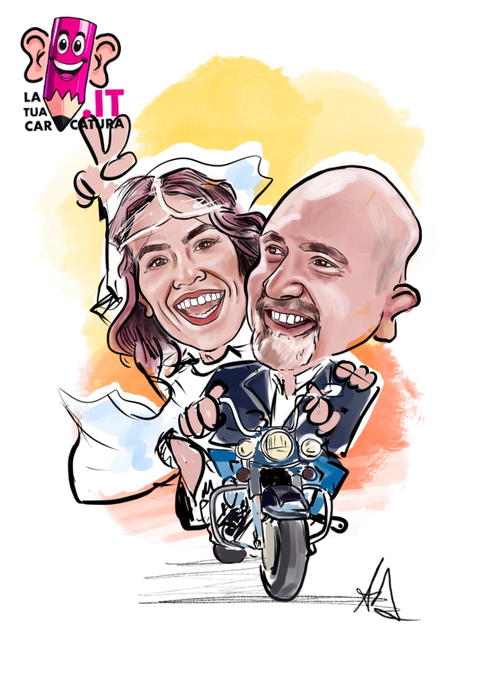 Caricature motociclisti disegnate a mano - www.latuacaricatura.it