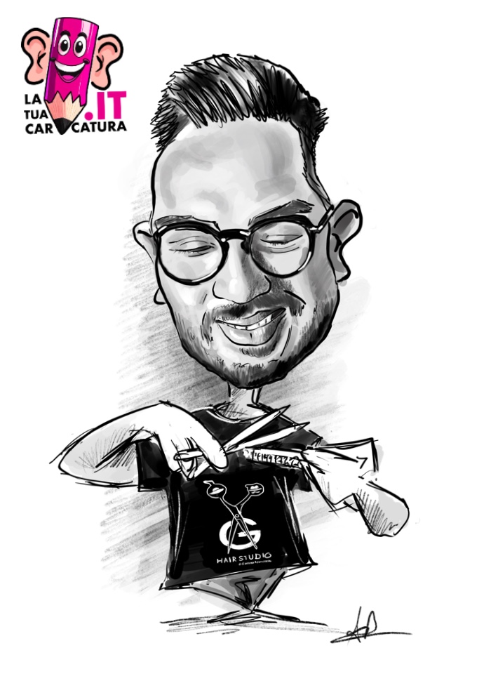 Caricature barbiere disegnate a a mano - www.latuacaricatura.it